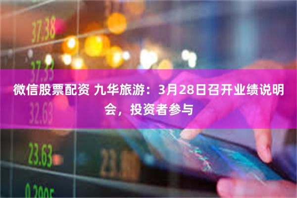 微信股票配资 九华旅游：3月28日召开业绩说明会，投资者参与