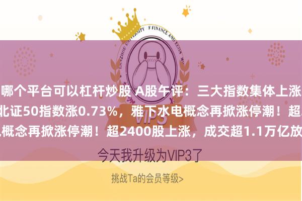 哪个平台可以杠杆炒股 A股午评：三大指数集体上涨，创业板指涨0.69%北证50指数涨0.73%，雅下水电概念再掀涨停潮！超2400股上涨，成交超1.1万亿放量563亿