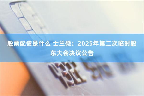 股票配债是什么 士兰微：2025年第二次临时股东大会决议公告
